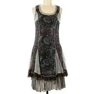 ALEXIS M Steampunk Slip Dress Grunge Hi Low Y2k Retro Layered Mini Cocktail VTG